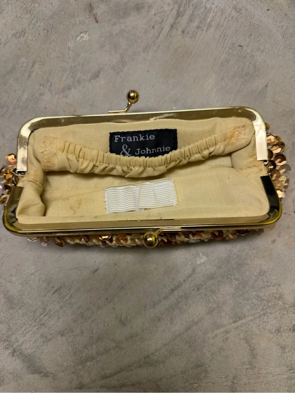 Gold Sequin Evening Clutch Wristlet